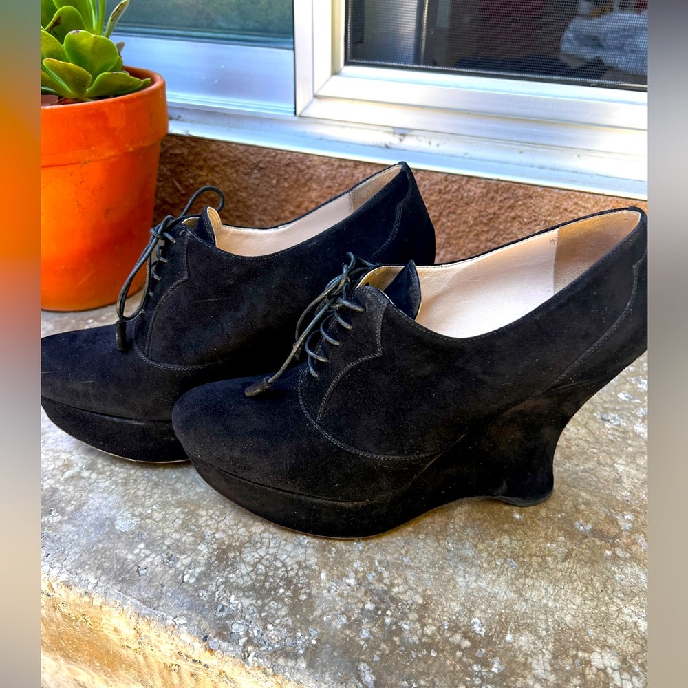 Prada Black Suede Booties